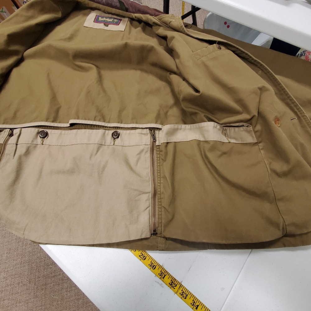 Timberland Mens Vintage Military Field Barn Jacket Size M Canvas Leather Collar - Picture 9 of 12